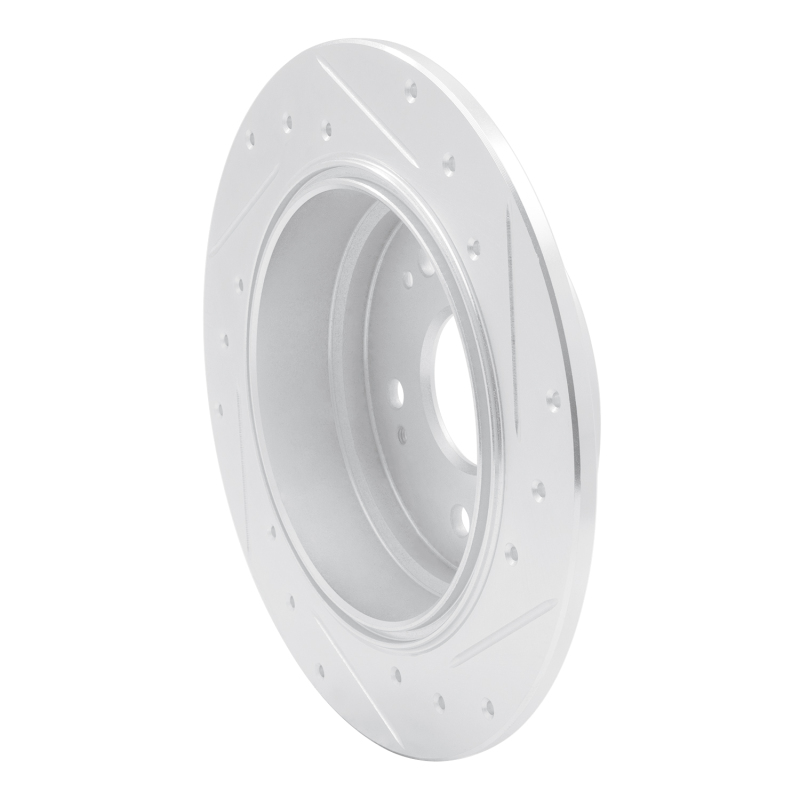 Honda CR-V Brake Rotor (1) - Rear Left - R1 Concepts - Drilled & Slotted - Silver - `02-`04